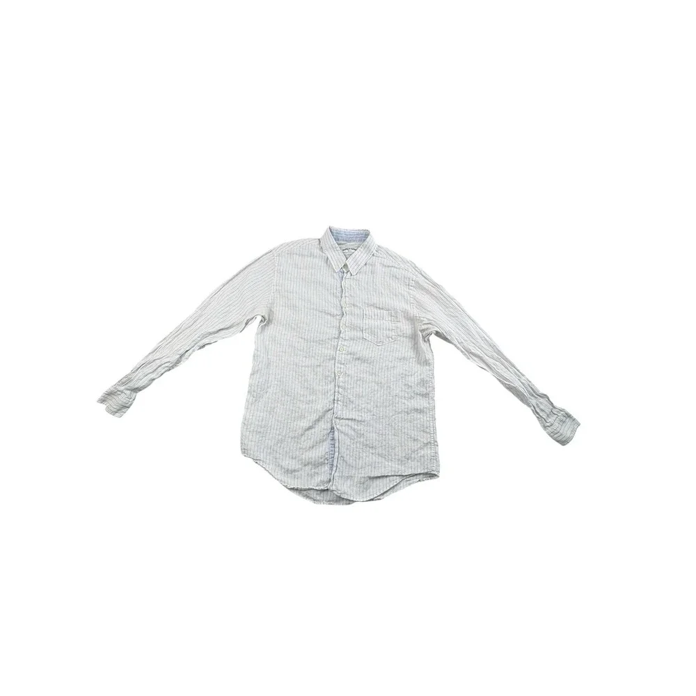 Jacobs &‎ Jacobs Slim Fit Linen Blend Stripe Button Shirt Mens XL Blue White